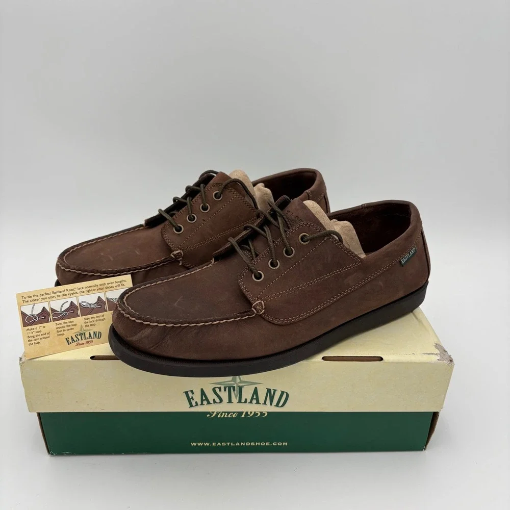 Eastland Mens Falmouth Bomber Brown Leather‎ Boat Shoes Size 12D
